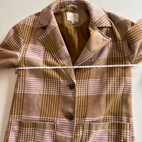 A New Day- Fall- Oversized- Plaid- Long-Button- Coat- Pink- Tan- Women’s -Small - Picture 4 of 12